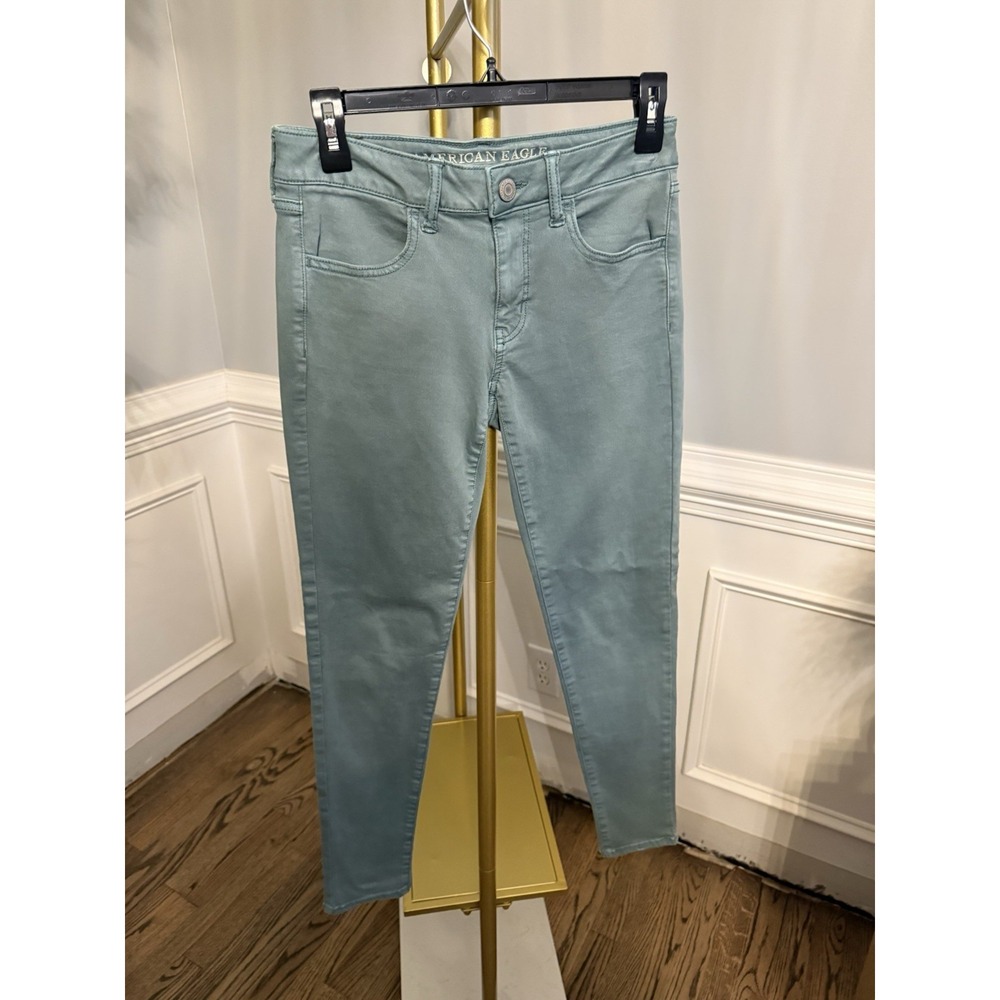 American Eagle Light Green Denim Jeans Womens Size 6 Super Stretch X Jegging